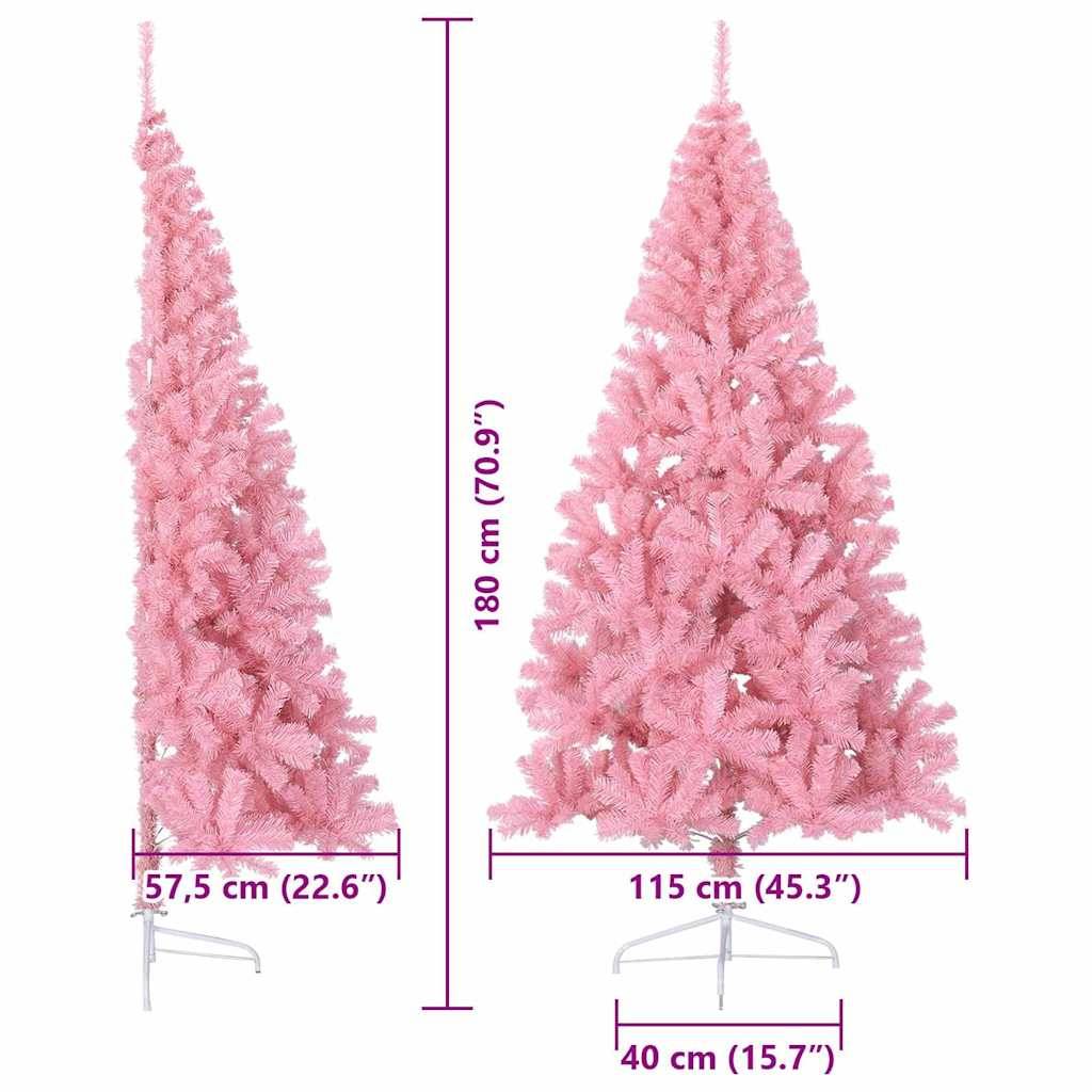 Vidaxl - Sapin de Noël artificiel pré-éclairé Rose 180 cm PVC vidaXL 3397078 - Image 3