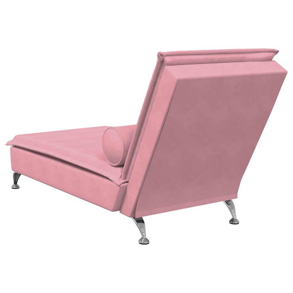 Maison Chic - Bain de soleil - Transat - Chaise longue de massage avec traversin rose velours - MEUBLE PRO ny678 - Image 6