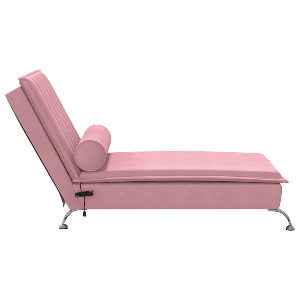 Maison Chic - Bain de soleil - Transat - Chaise longue de massage avec traversin rose velours - MEUBLE PRO ny678 - Image 5