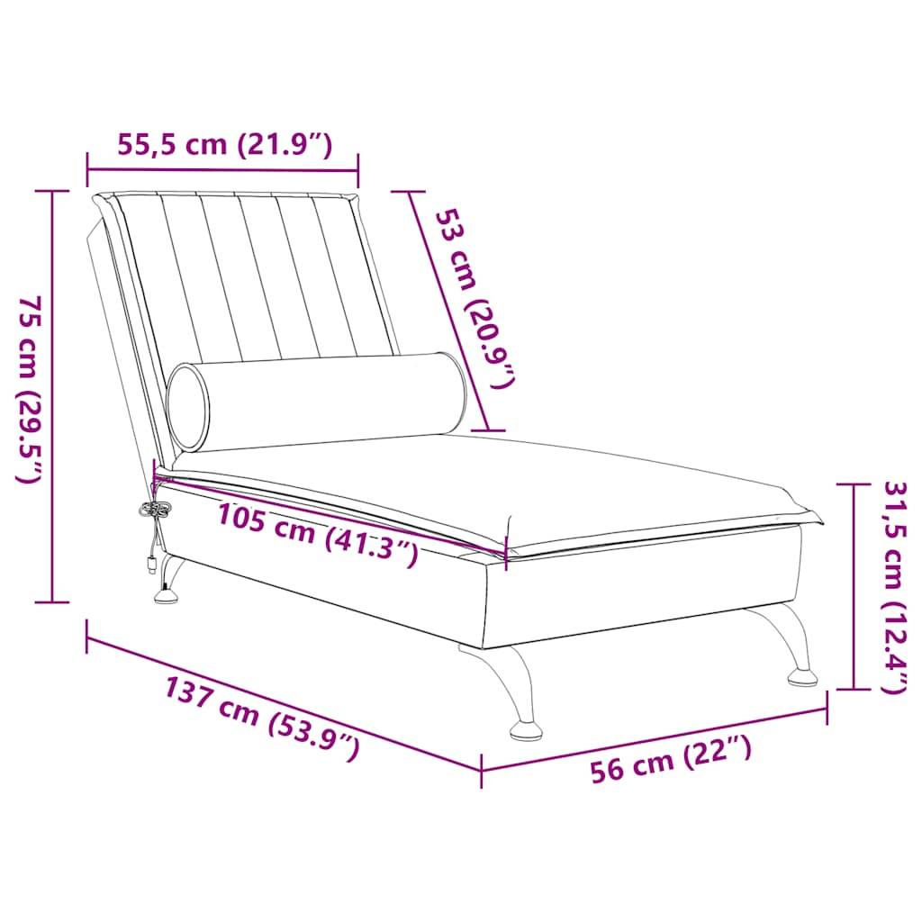 Maison Chic - Bain de soleil - Transat - Chaise longue de massage avec traversin rose velours - MEUBLE PRO ny678 - Image 10