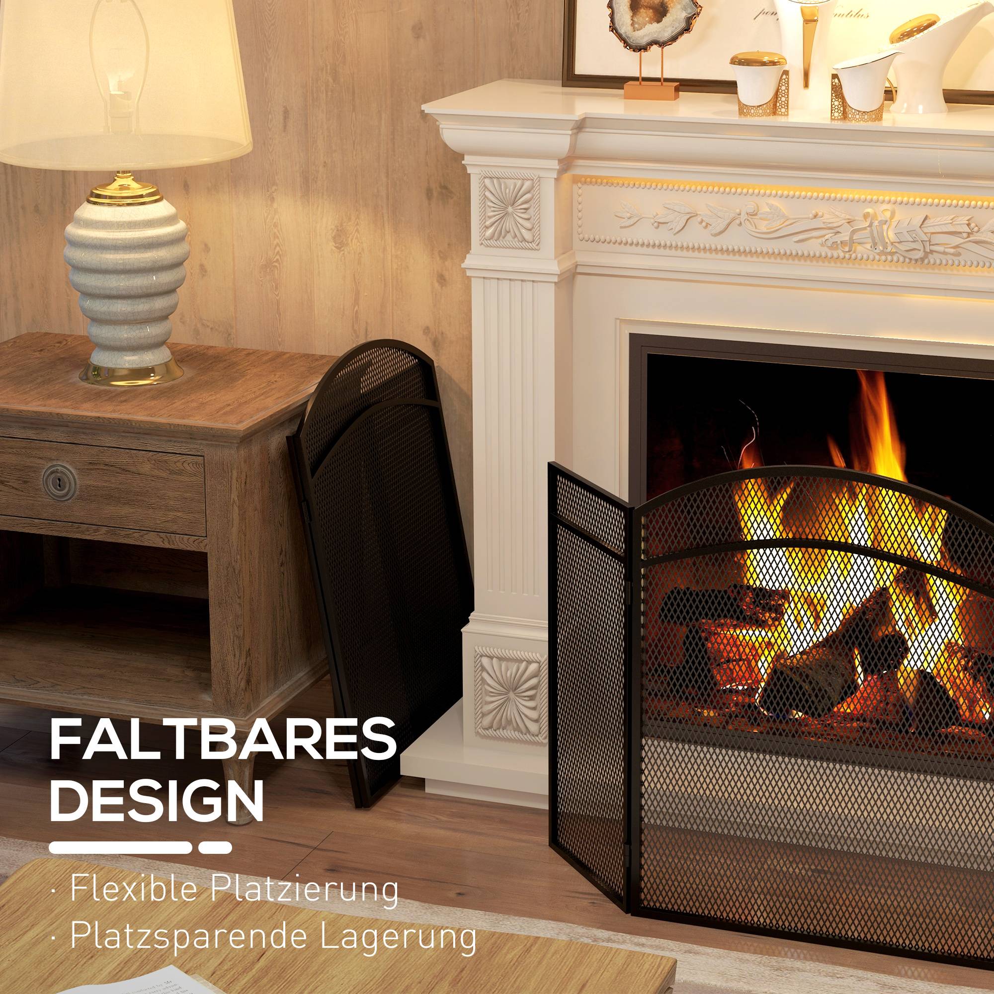 Pare-feu De Cheminée Moderne – Grille De Protection En Fer Gris Noir – Occasion Avec Défauts Légers
