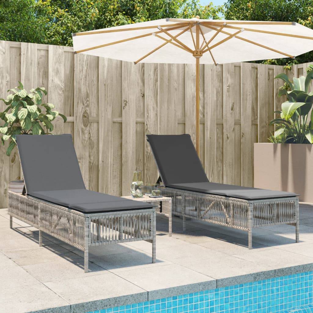 Vidaxl - Chaises longues avec coussins lot de 2 gris résine tressée vidaXL 3261601 - Image 1