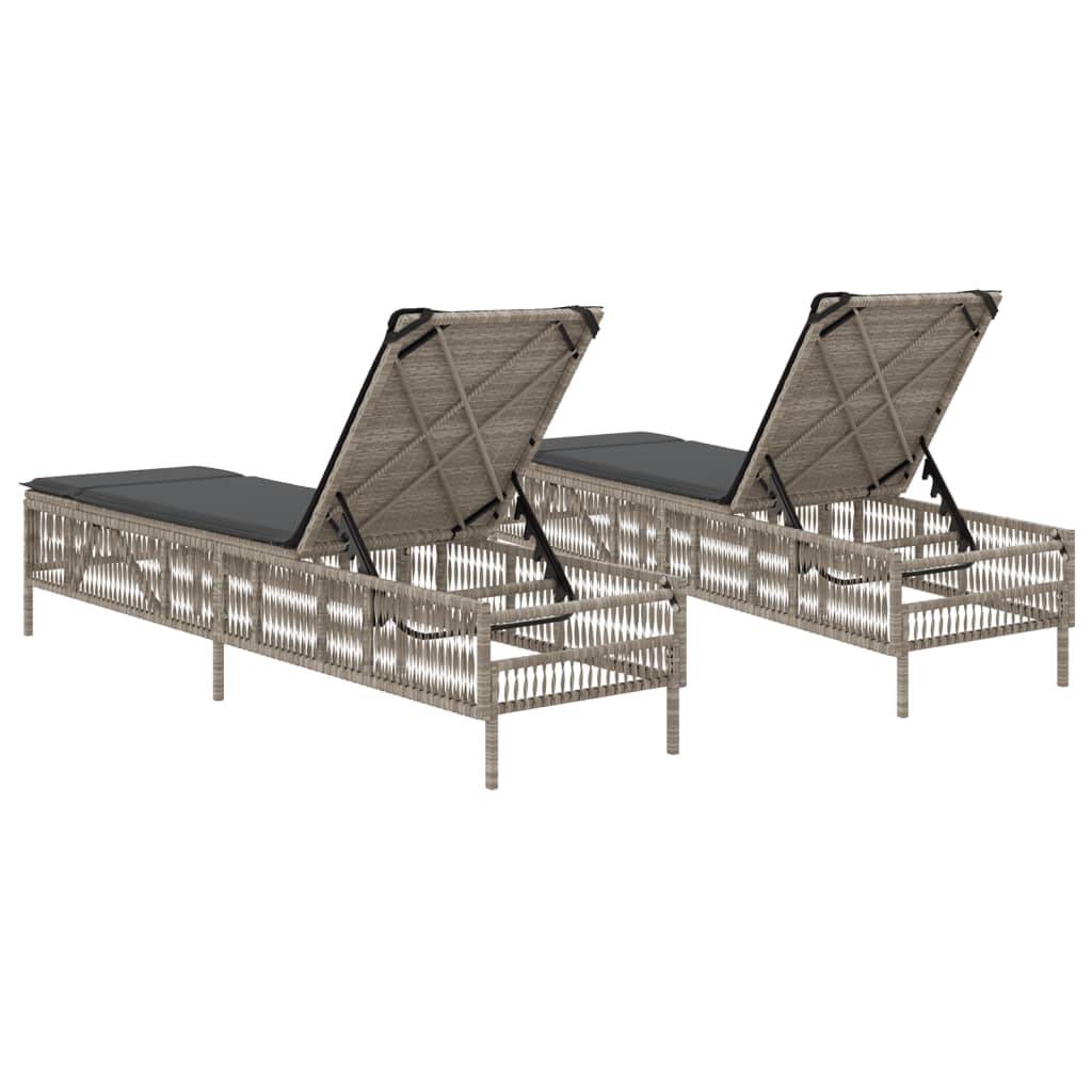 Vidaxl - Chaises longues avec coussins lot de 2 gris résine tressée vidaXL 3261601 - Image 8