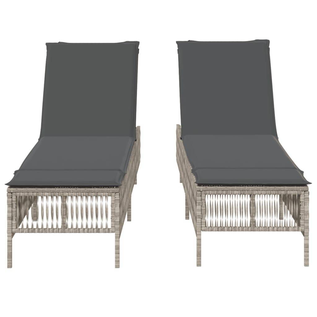 Vidaxl - Chaises longues avec coussins lot de 2 gris résine tressée vidaXL 3261601 - Image 6