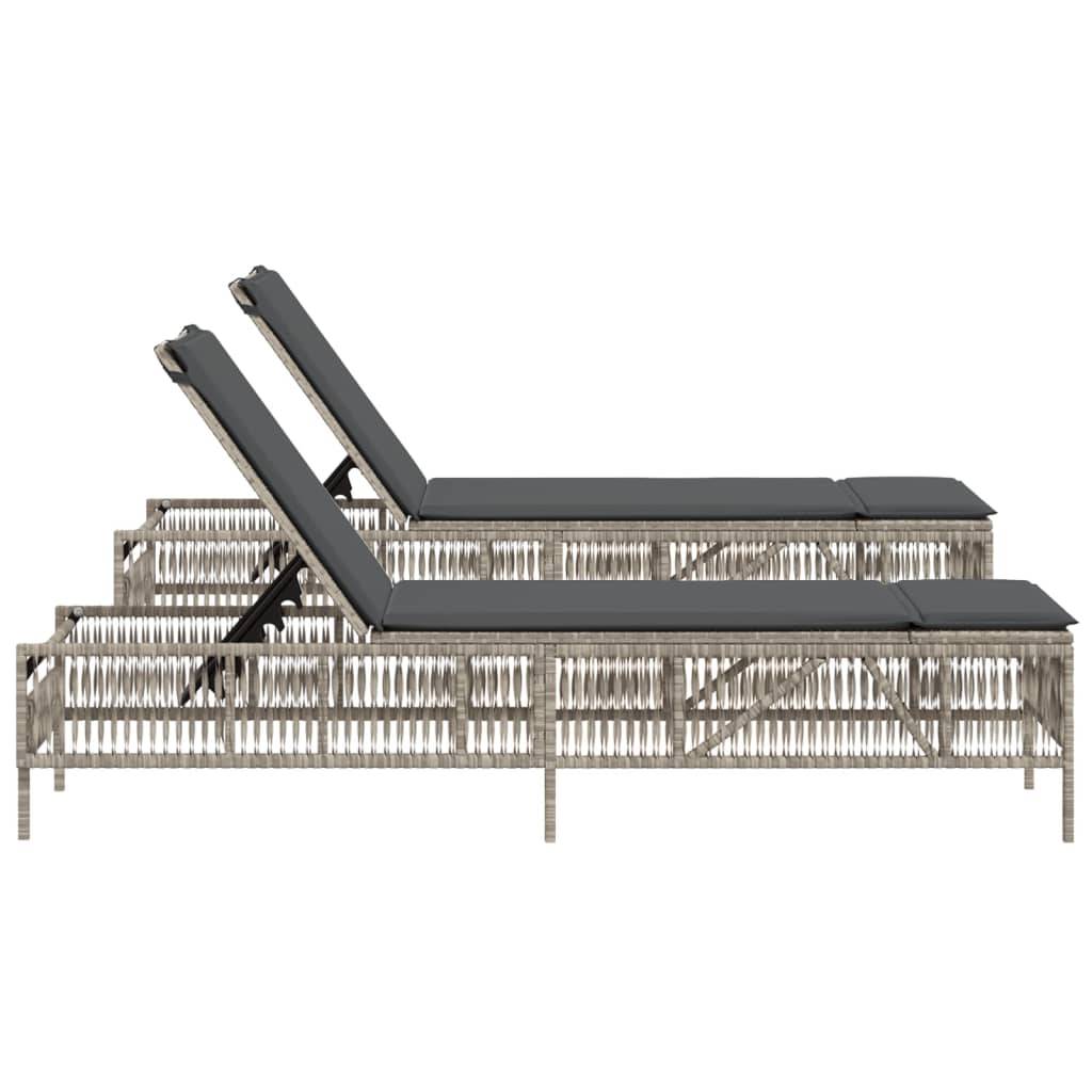 Vidaxl - Chaises longues avec coussins lot de 2 gris résine tressée vidaXL 3261601 - Image 7