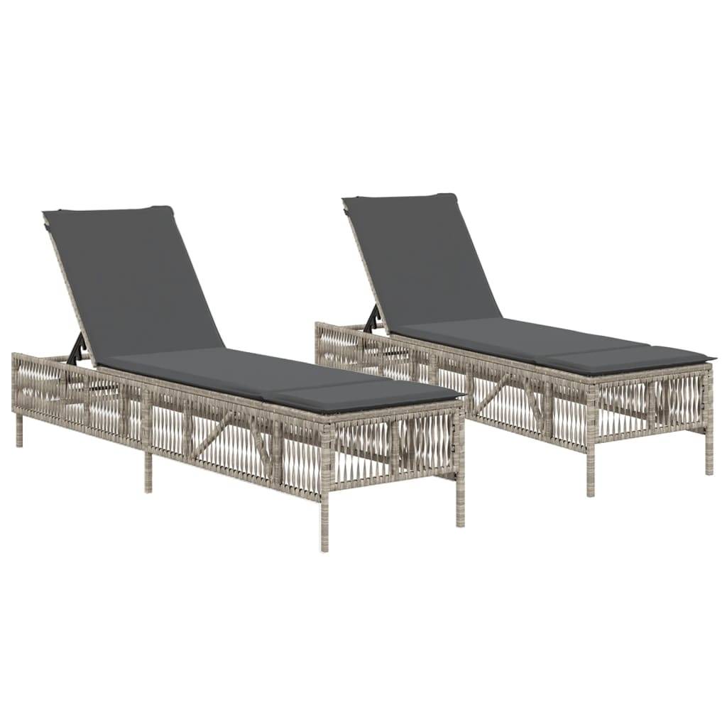 Vidaxl - Chaises longues avec coussins lot de 2 gris résine tressée vidaXL 3261601 - Image 2