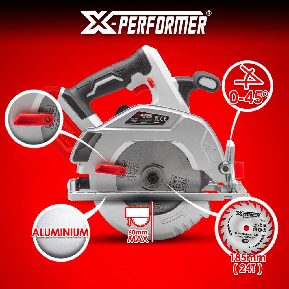 Scie circulaire sans fil 20V livrée sans batterie - X-Performer - Image 3