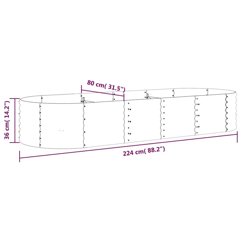 Vidaxl - Lit surélevé de jardin Acier galvanisé 224x80x36 cm gris vidaXL 318919 - Imagen 3