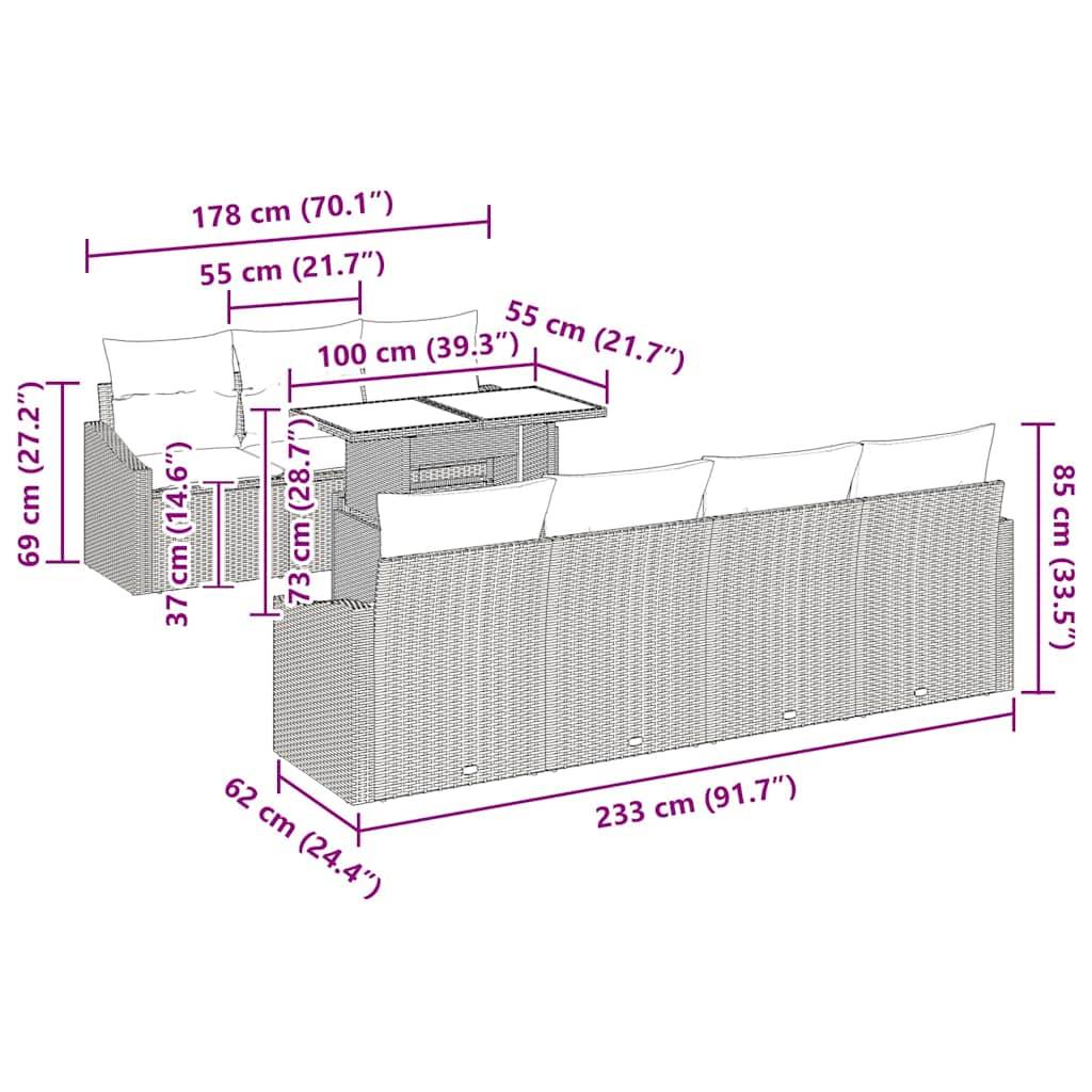 ComfortXL - Salon de jardin modulable 8 pièces en poly rotin pour balcon et jardin Gris clair – ComfortXL Outdoor Living - Image 5