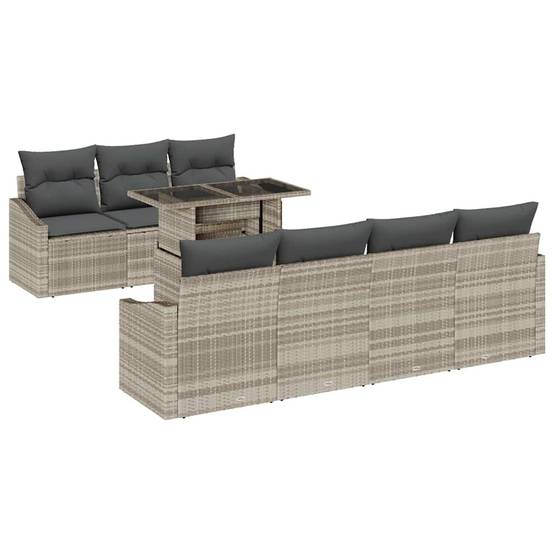 ComfortXL - Salon de jardin modulable 8 pièces en poly rotin pour balcon et jardin Gris clair – ComfortXL Outdoor Living - Image 2