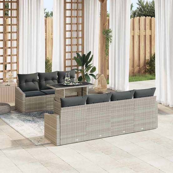 ComfortXL - Salon de jardin modulable 8 pièces en poly rotin pour balcon et jardin Gris clair – ComfortXL Outdoor Living - Image 1