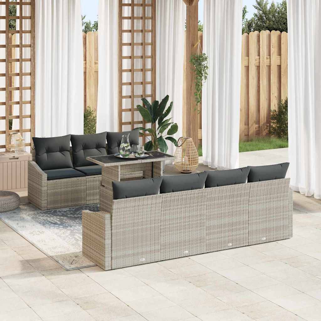 ComfortXL - Salon de jardin modulable 8 pièces en poly rotin pour balcon et jardin Gris clair – ComfortXL Outdoor Living - Image 1