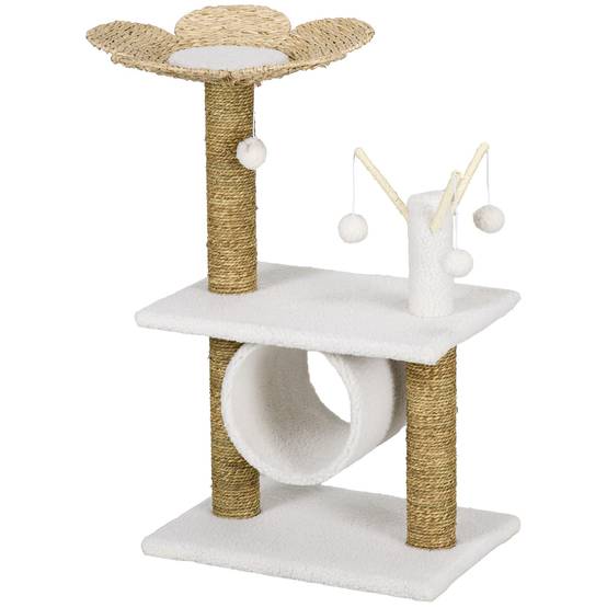 Arbre à chat griffoir sisal naturel pour félin espace jeu et repos 56x40x91cm marron - ComfortXL Outdoor Living - Image 2