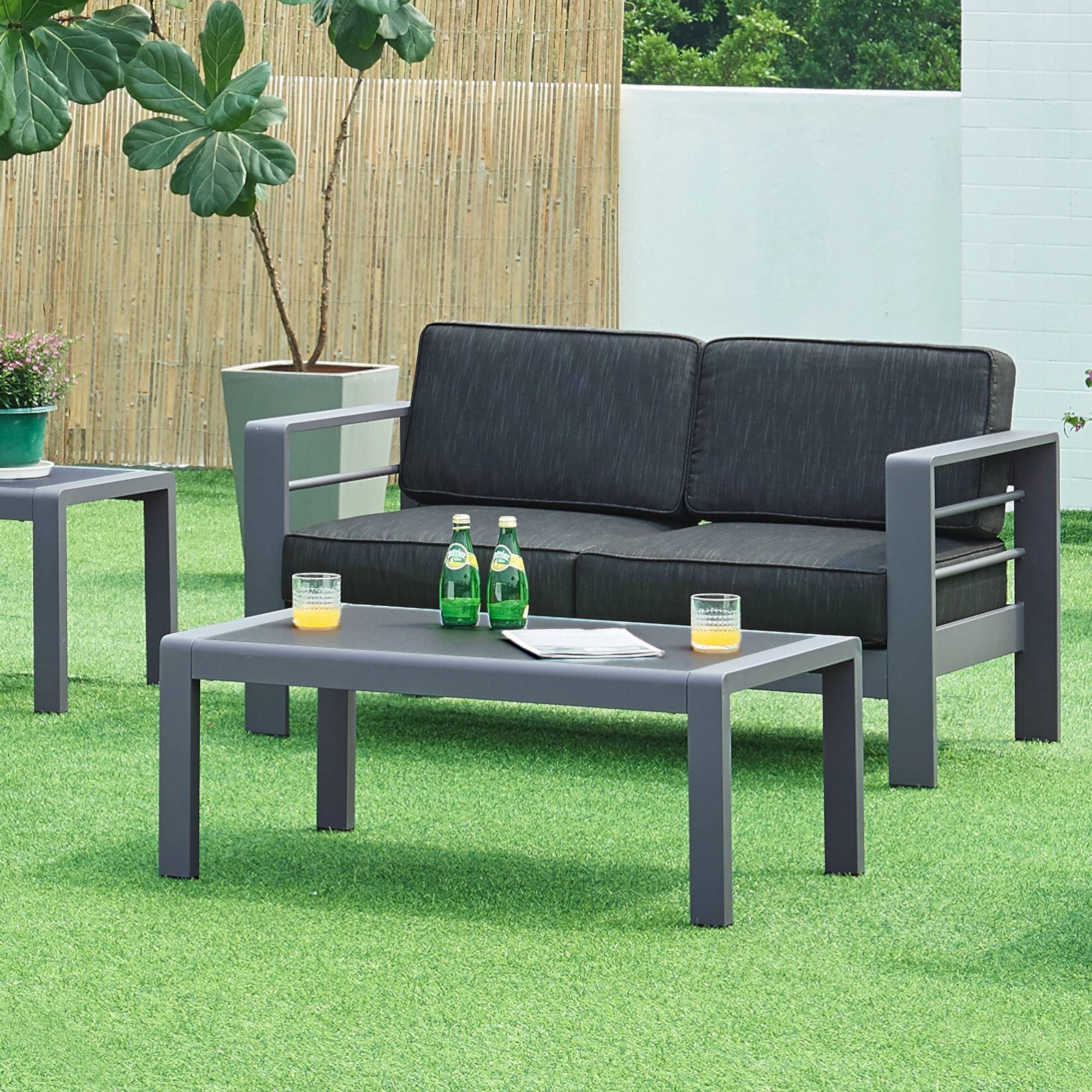 Casa.Pro - Salon de jardin 2 pièces Avise table basse avec canapél anthracite gris foncé casa.pro - Imagen 2