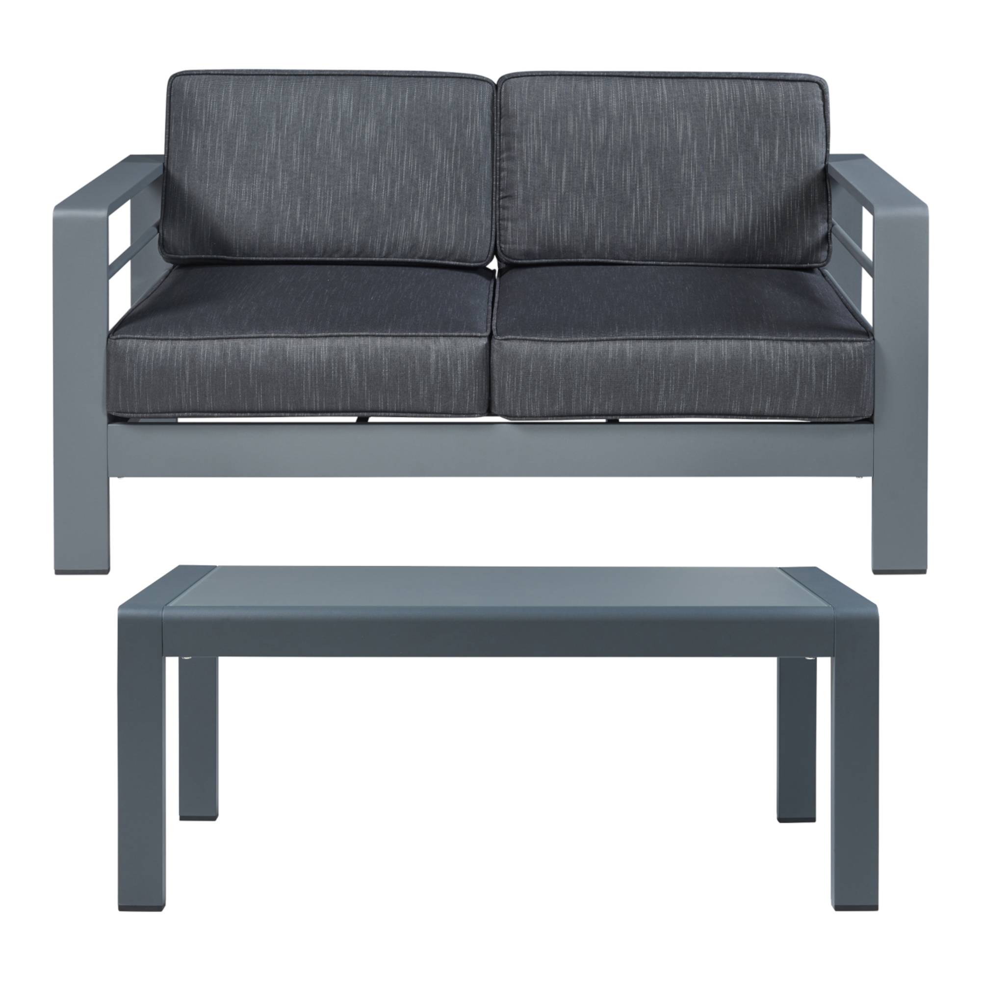 Casa.Pro - Salon de jardin 2 pièces Avise table basse avec canapél anthracite gris foncé casa.pro - Imagen 1