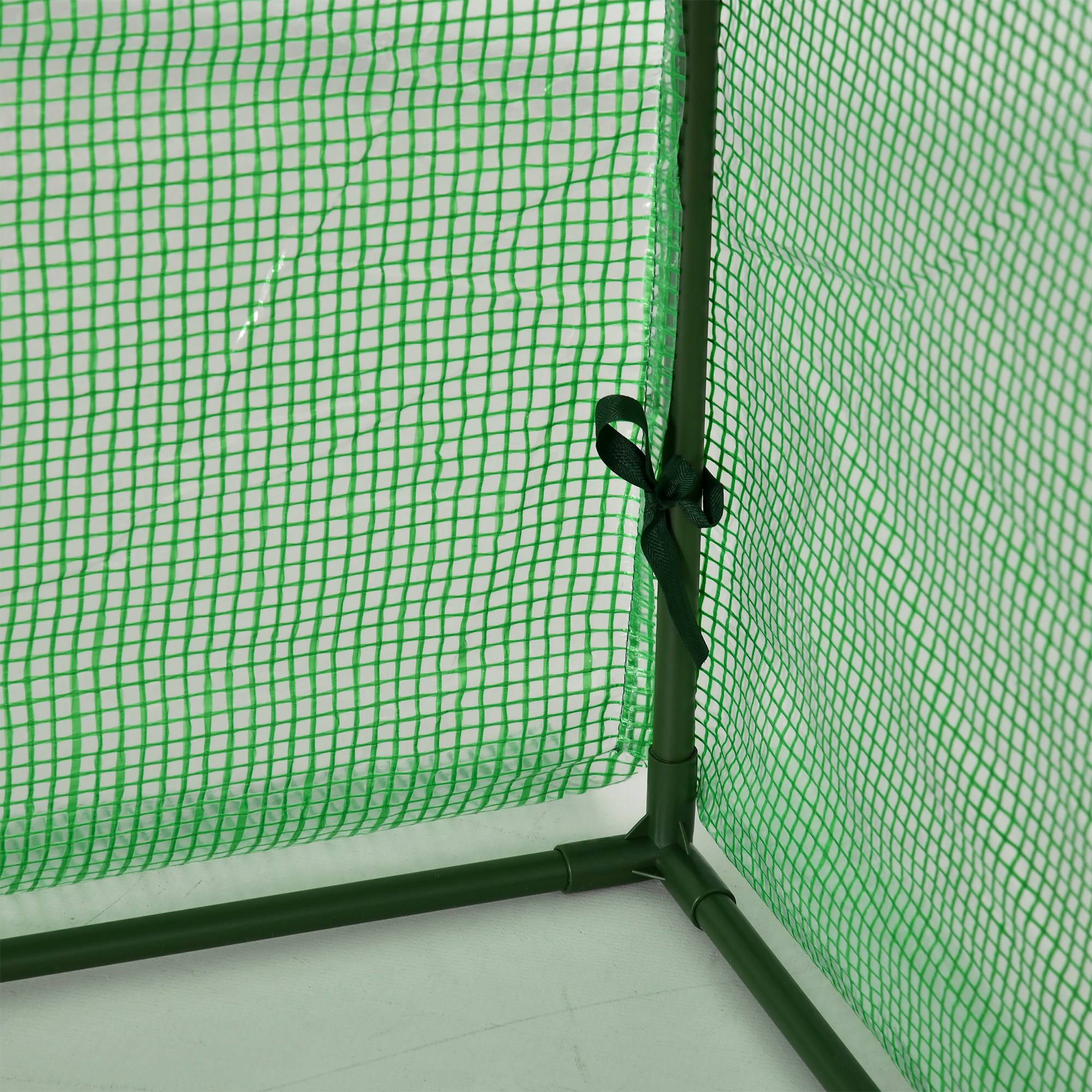 Outsunny - Mini serre de jardin serre à tomates 2,95L x 1l x 0,8H m 3 fenêtres zip enroulables vert - Outsunny - Image 8