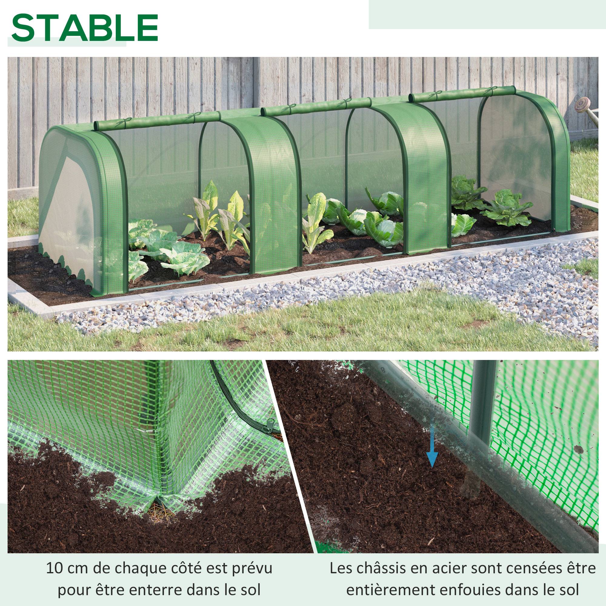Outsunny - Mini serre de jardin serre à tomates 2,95L x 1l x 0,8H m 3 fenêtres zip enroulables vert - Outsunny - Image 5