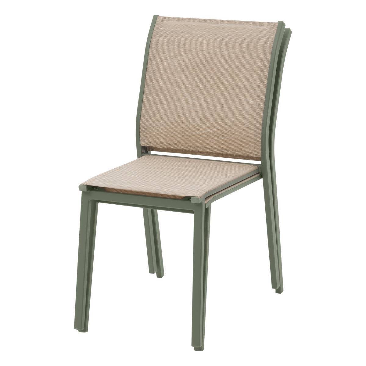 Hesperide - Chaise de jardin empilable "Essentia" lin & vert laurier aluminium et texaline - Hespéride - Image 3