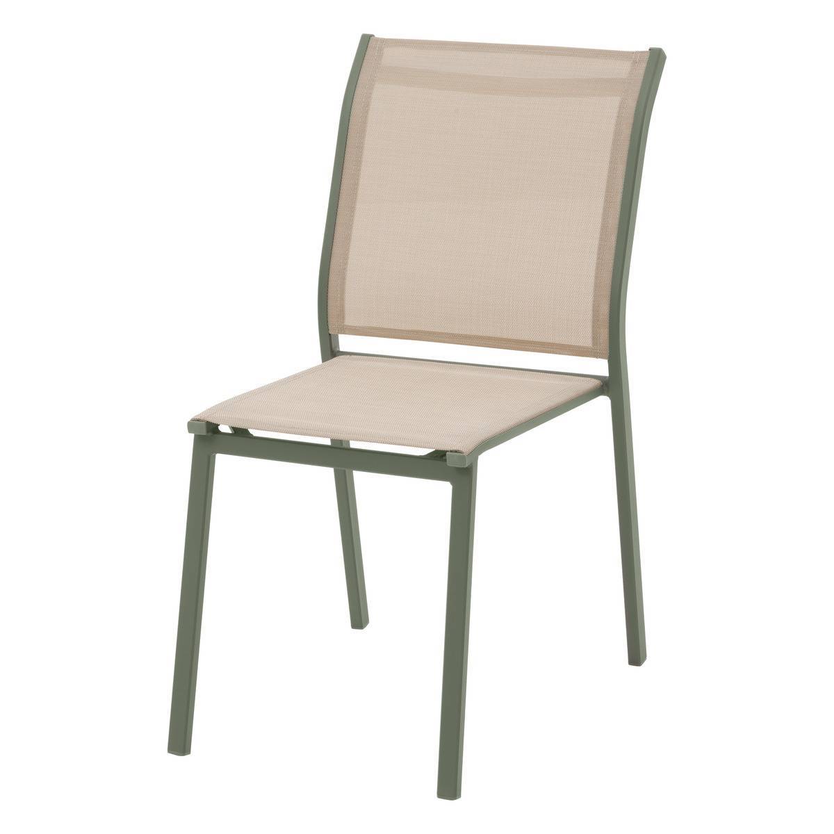 Hesperide - Chaise de jardin empilable "Essentia" lin & vert laurier aluminium et texaline Hespéride - Image 2