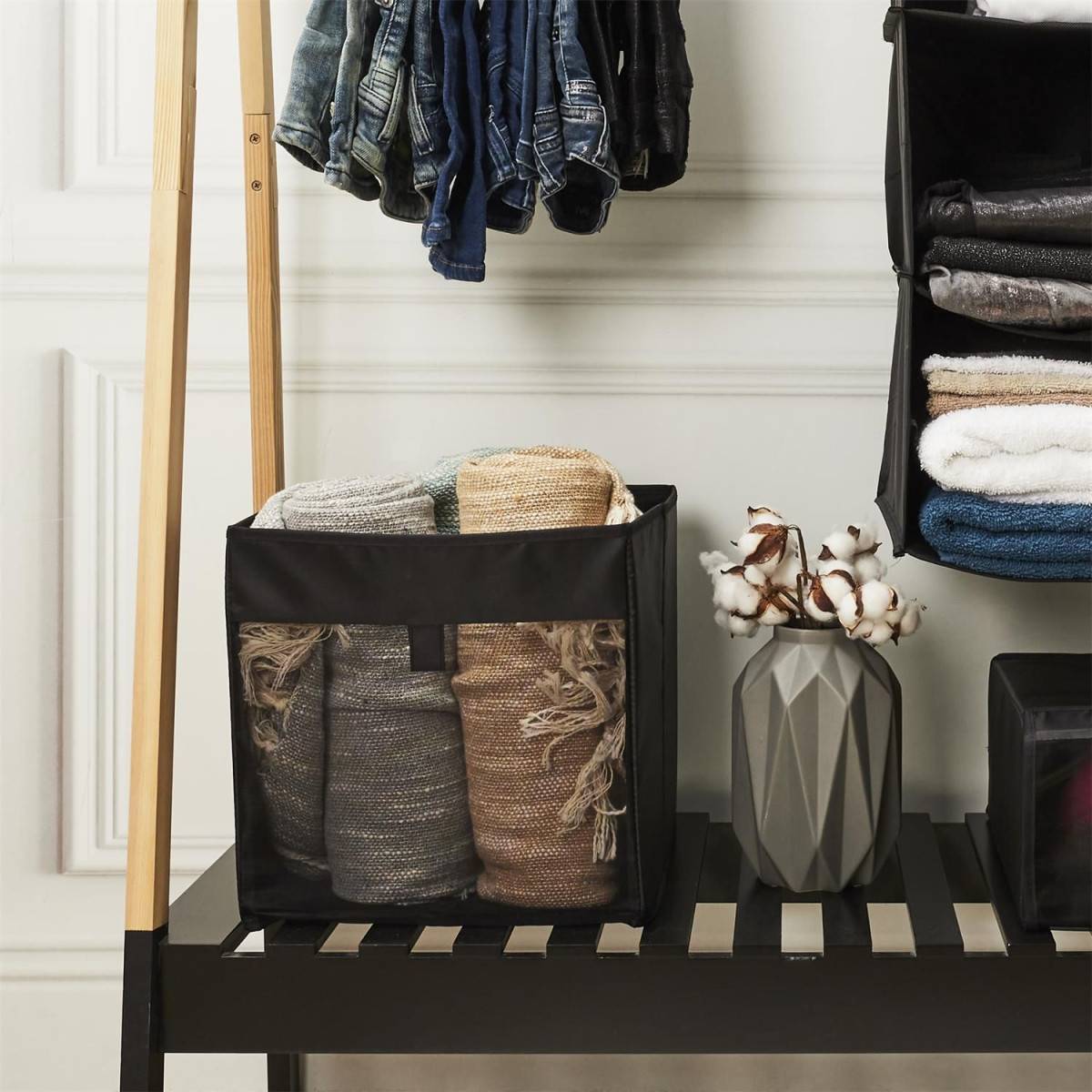Panier à Linge Carré "Pop Up" 30cm Noir - Image 7