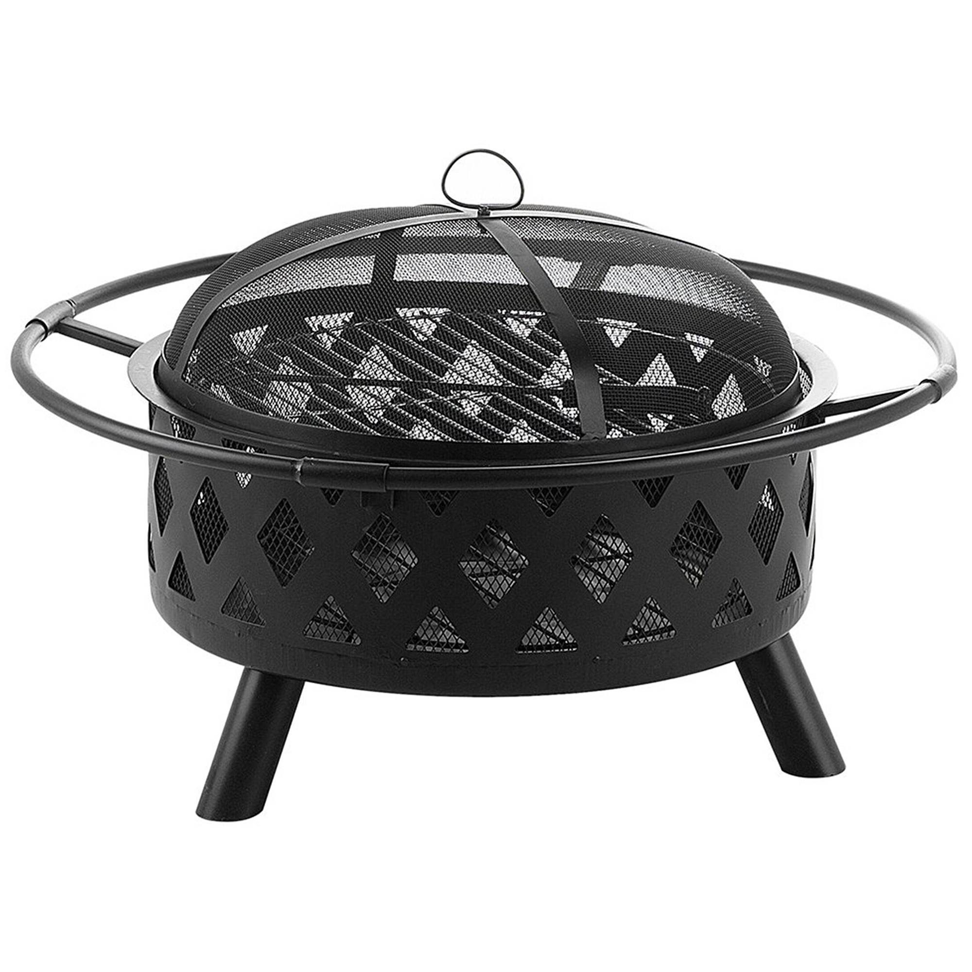 Beliani - Braséro de Jardin Rond en Acier Diamètre 58 cm avec Tisonnier, Porte Bûche et Couverture au Design Traditionnel et Boho Beliani - Imagen 1