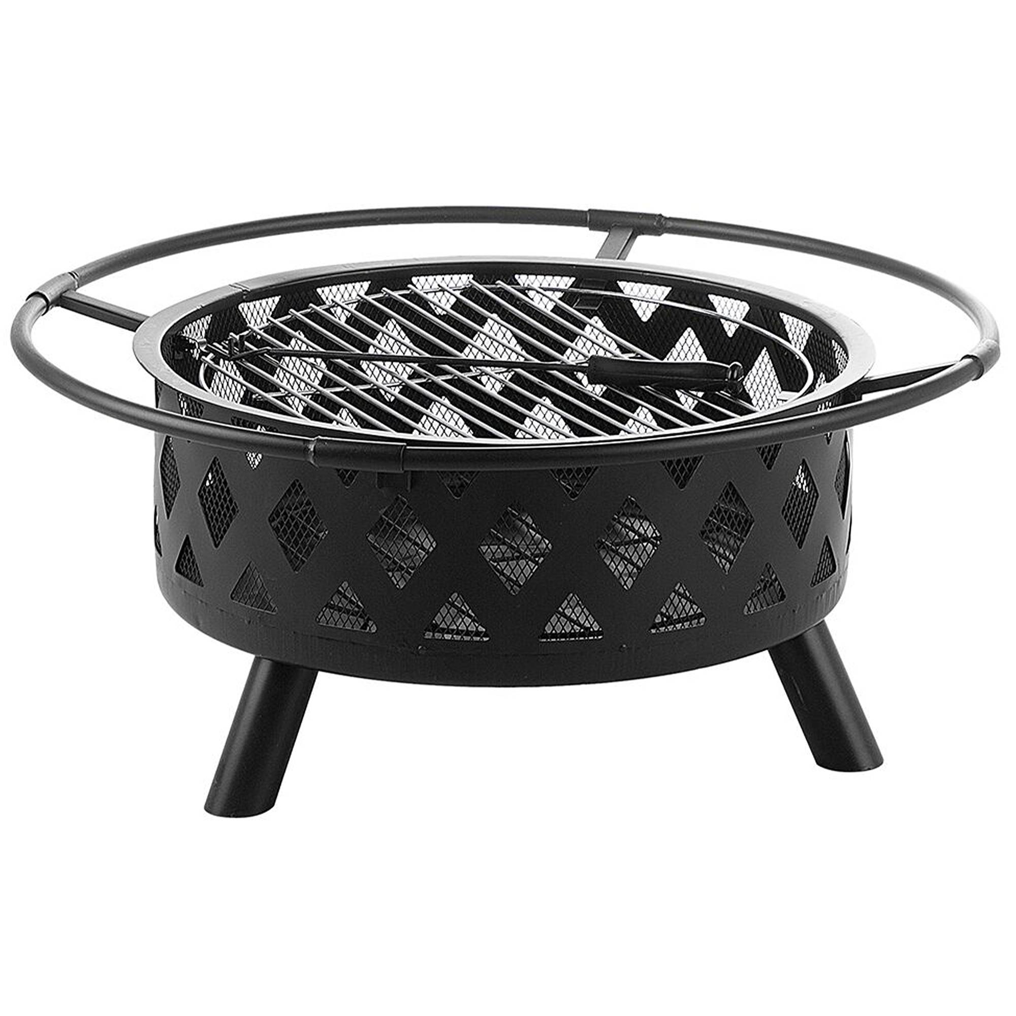 Beliani - Braséro de Jardin Rond en Acier Diamètre 58 cm avec Tisonnier, Porte Bûche et Couverture au Design Traditionnel et Boho Beliani - Imagen 4
