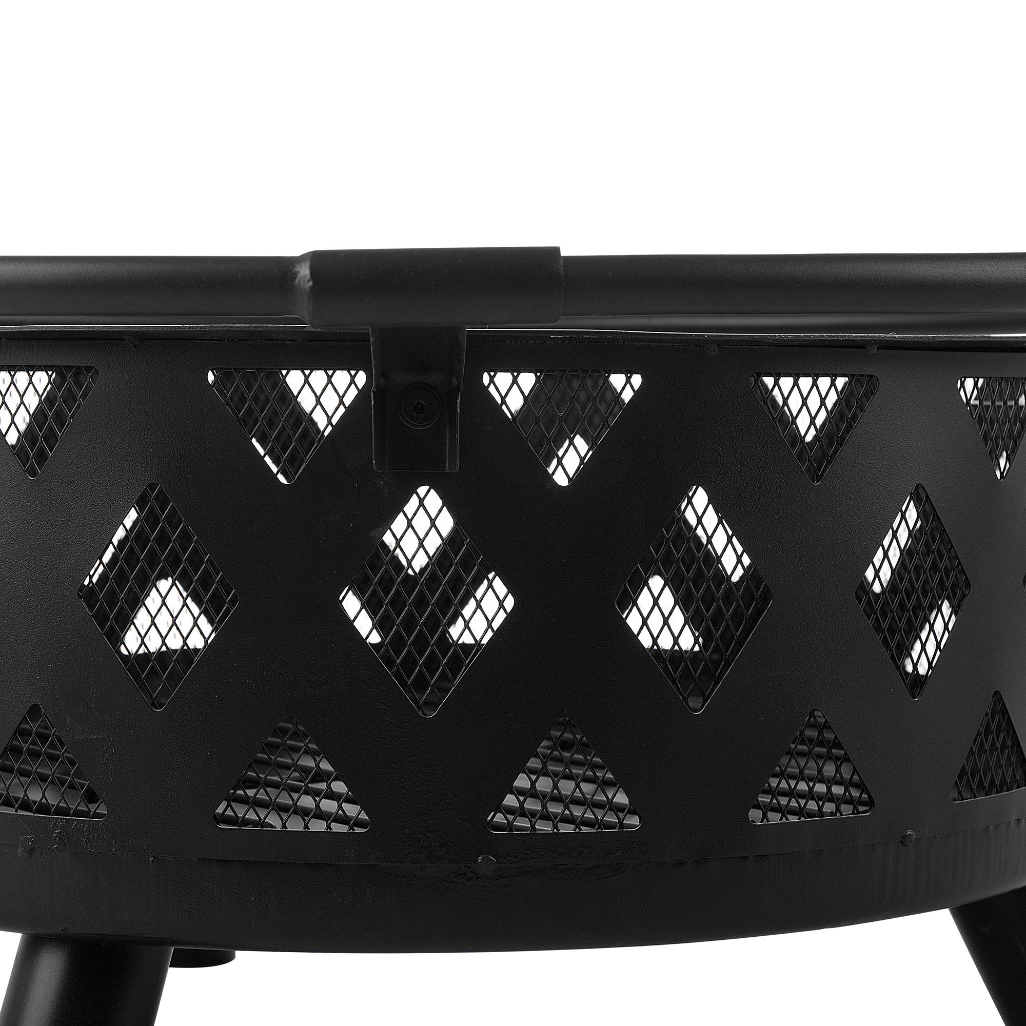 Beliani - Braséro de Jardin Rond en Acier Diamètre 58 cm avec Tisonnier, Porte Bûche et Couverture au Design Traditionnel et Boho Beliani - Imagen 6