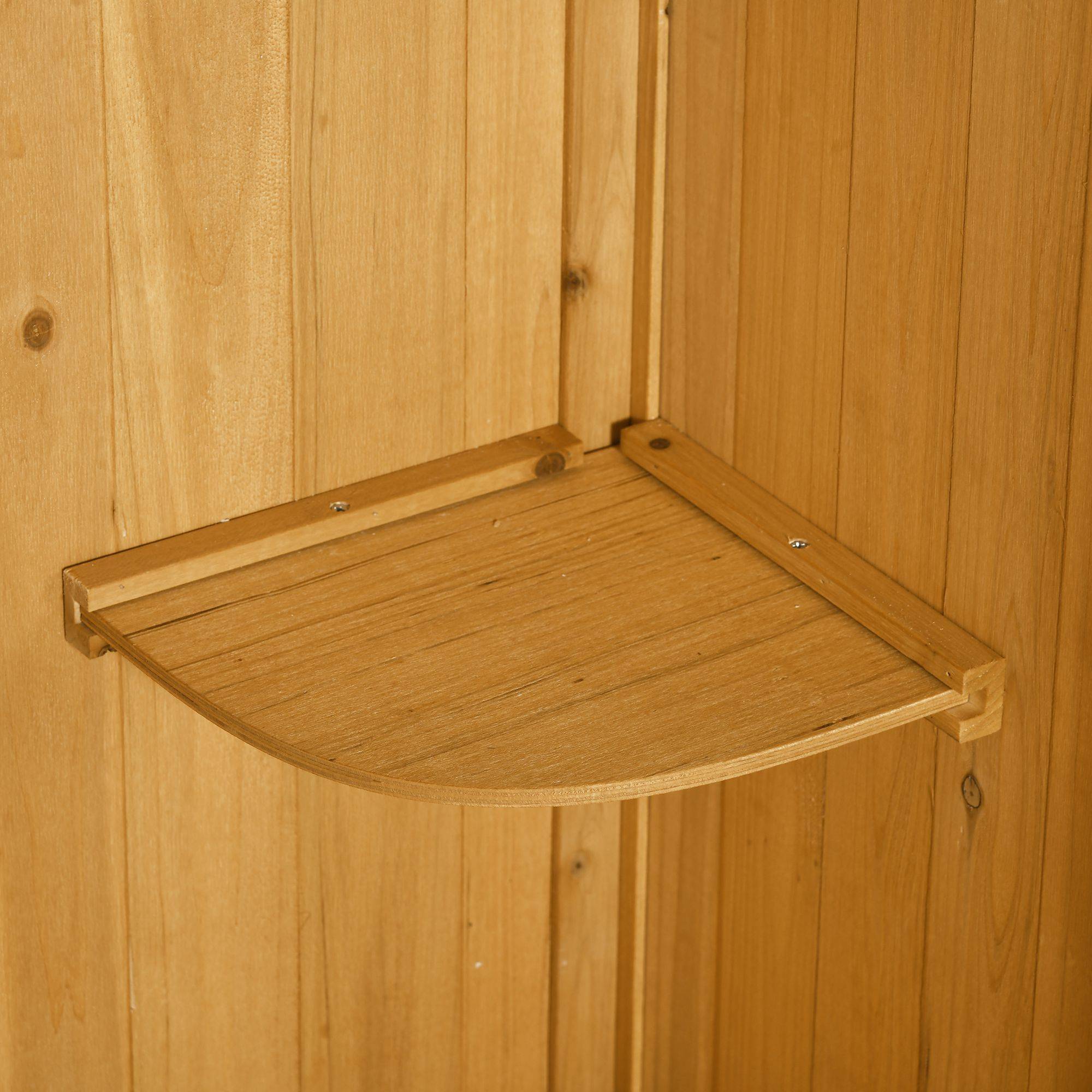 Armoire bois résistante, 77x54,2x179 cm, toit à deux pans, étagères, jaune+vert - Image 9