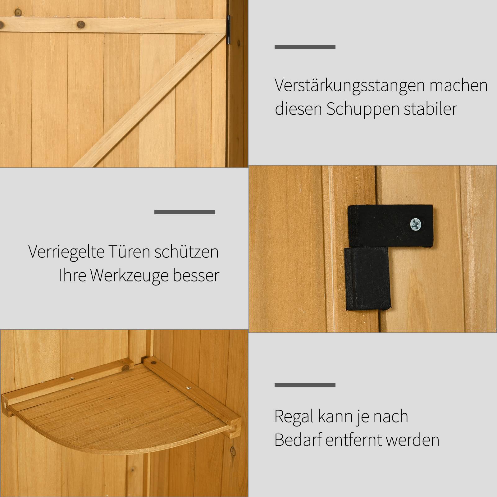 Armoire bois résistante, 77x54,2x179 cm, toit à deux pans, étagères, jaune+vert - Image 8