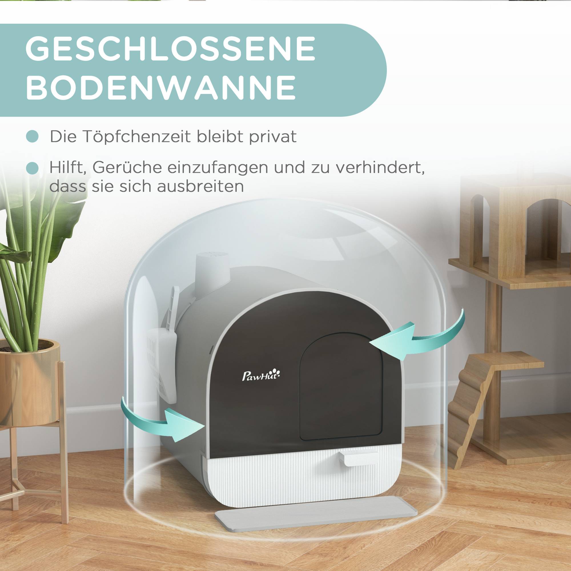 Maison de toilette pour chat avec tiroir amovible filtre anti-odeur et tapis gris noir - ComfortXL Outdoor Living - Image 7