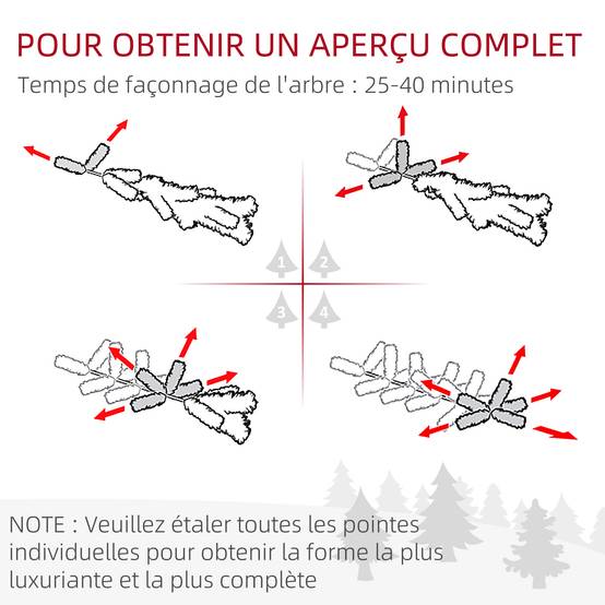 Sapin de Noël artificiel lumineux 703 branches 250 LED 30 pommes de pin support pied pliable hauteur 180 cm Ø 80 vert - Image 9
