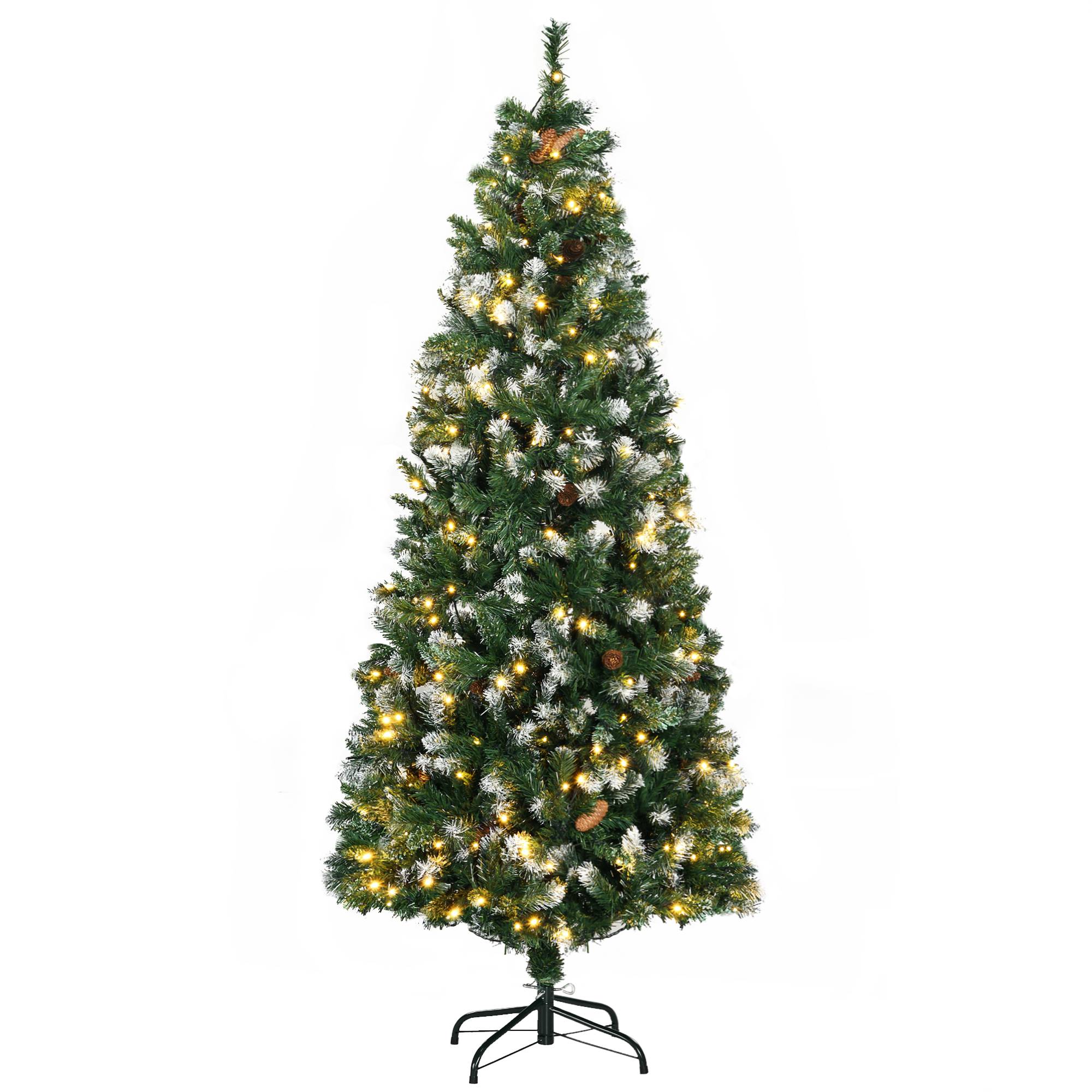 Sapin de Noël artificiel lumineux 703 branches 250 LED 30 pommes de pin support pied pliable hauteur 180 cm Ø 80 vert - Image 2