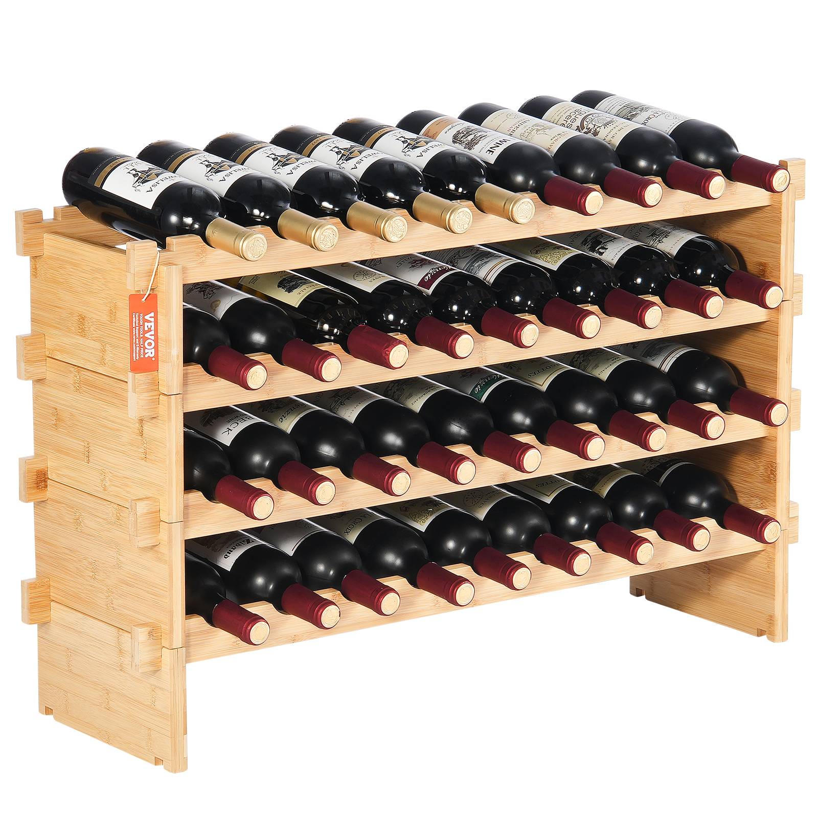 Vevor - VEVOR Étagère vin modulaire 36 bouteilles, bambou, 4 niveaux. Autoportante, cuisine, bar.