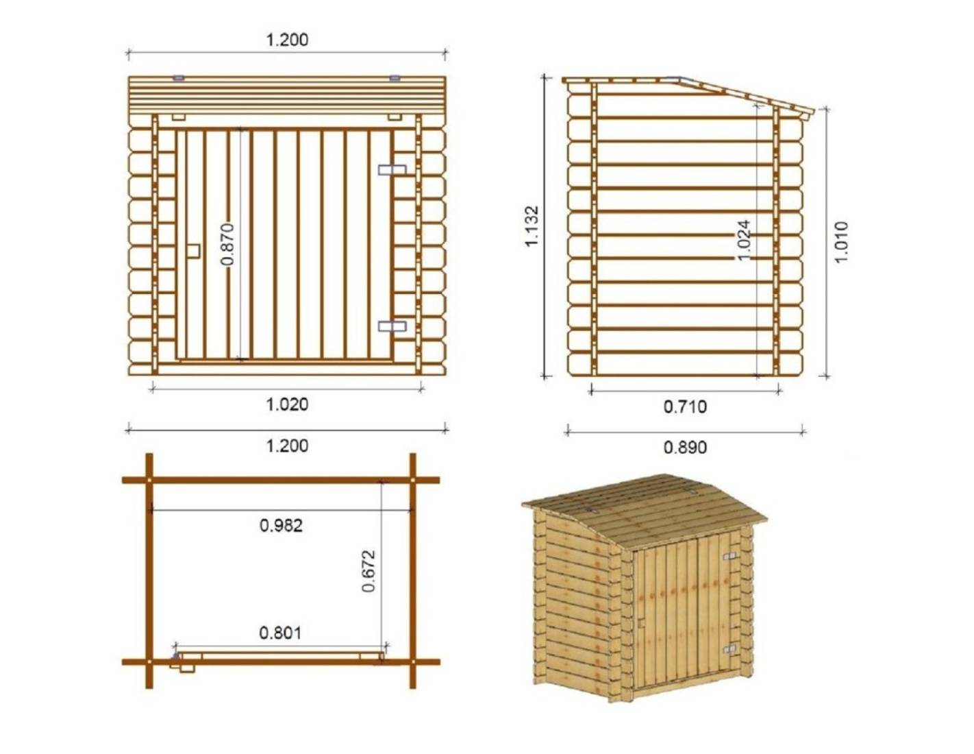 Altanka - Armoire de jardin en bois -1.2x0.89 m - H.1.13 m - imprégné - SZA7 - ALTANKA - Imagen 4