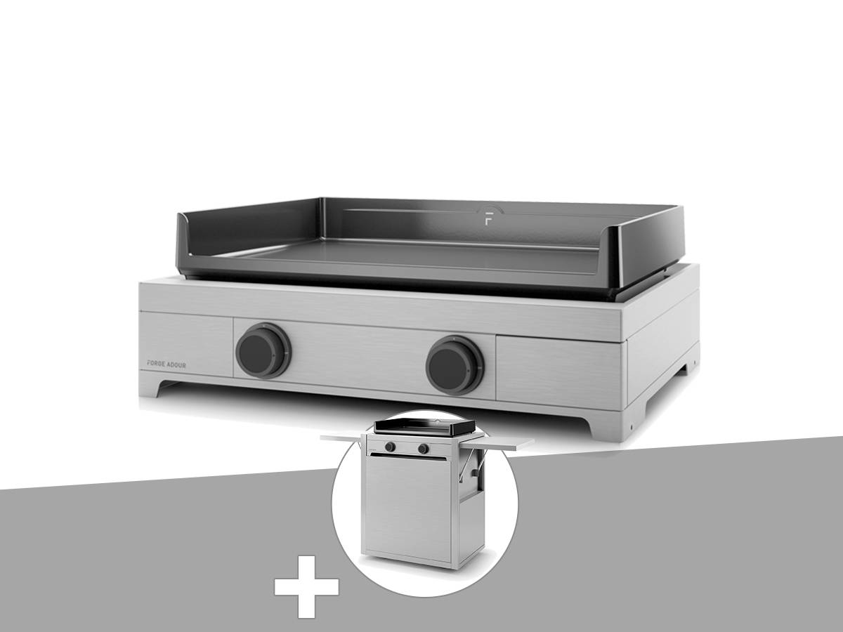 Forge Adour - Plancha gaz Modern 60 inox avec chariot - Forge Adour