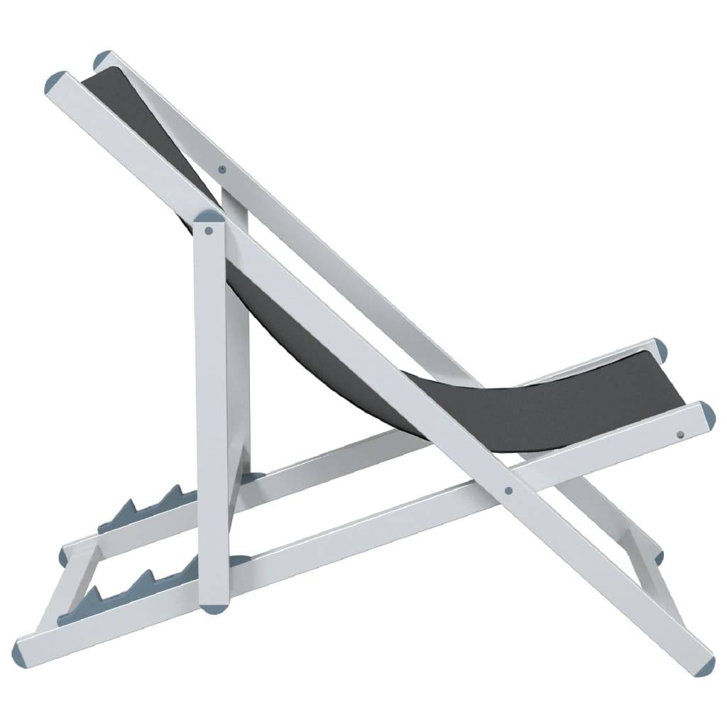 Maison Chic - lot de 2 Chaises de plage pliantes - Bain de soleil - Transat gris aluminium et textilène HL304 - Image 5