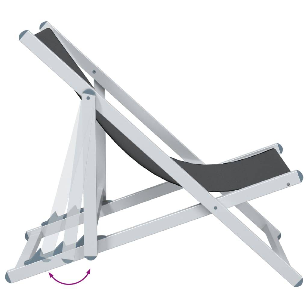 Maison Chic - lot de 2 Chaises de plage pliantes - Bain de soleil - Transat gris aluminium et textilène HL304 - Image 7