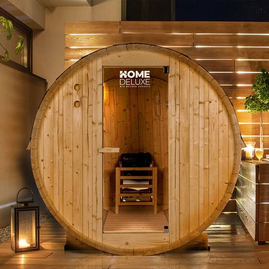 Sauna tonneau extérieur HOME DELUXE LAHTI M - 195 x 120 cm pour 2 personnes - Image 2