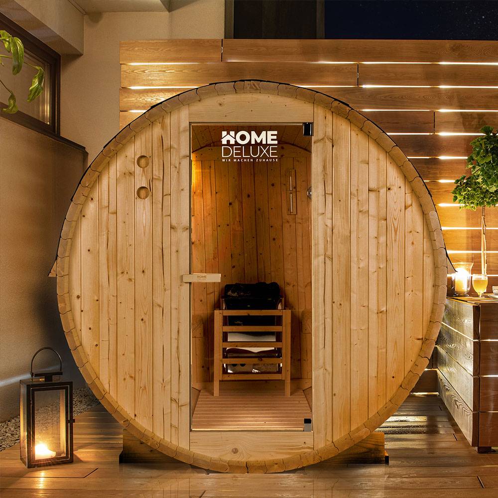 Sauna tonneau extérieur HOME DELUXE LAHTI M - 195 x 120 cm pour 2 personnes - Image 2
