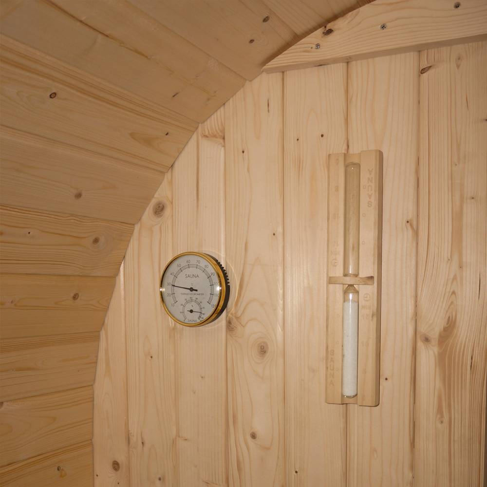 Home Deluxe - HOME DELUXE - Sauna extérieur en tonneau Lahti M - Dimensions : L x P x H : env. 185 cm x 120 cm x 185 cm, bois : épicéa - poêle et accessoires de - Image 9