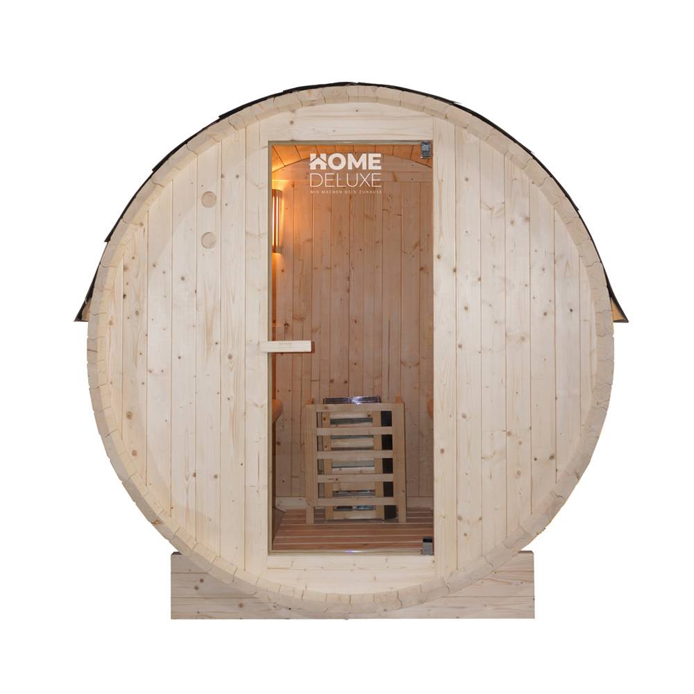 Home Deluxe - HOME DELUXE - Sauna extérieur en tonneau Lahti M - Dimensions : L x P x H : env. 185 cm x 120 cm x 185 cm, bois : épicéa - poêle et accessoires de - Image 2