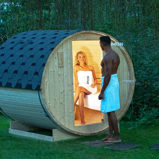 Sauna tonneau extérieur HOME DELUXE LAHTI M - 195 x 120 cm pour 2 personnes - Image 5