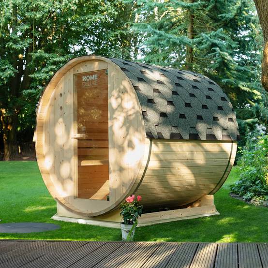 Sauna tonneau extérieur HOME DELUXE LAHTI M - 195 x 120 cm pour 2 personnes - Image 4