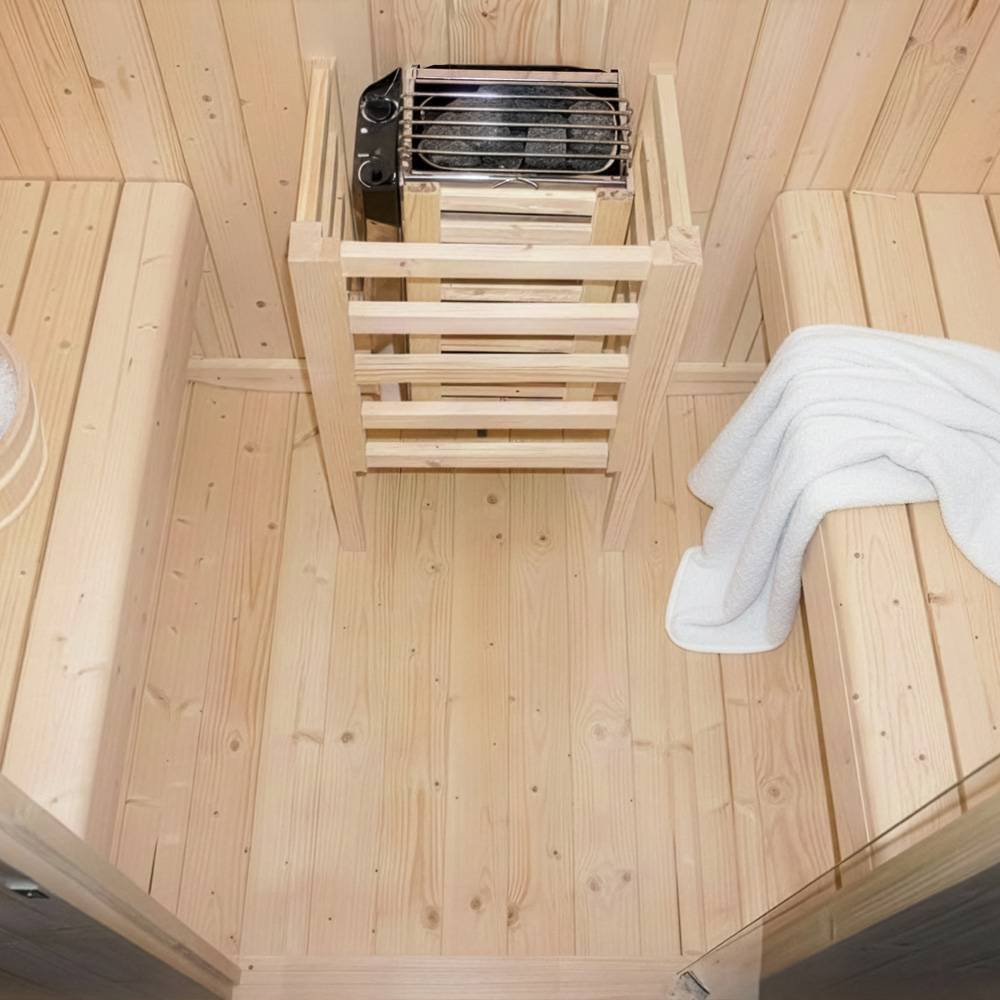 Home Deluxe - HOME DELUXE - Sauna extérieur en tonneau Lahti M - Dimensions : L x P x H : env. 185 cm x 120 cm x 185 cm, bois : épicéa - poêle et accessoires de - Image 6