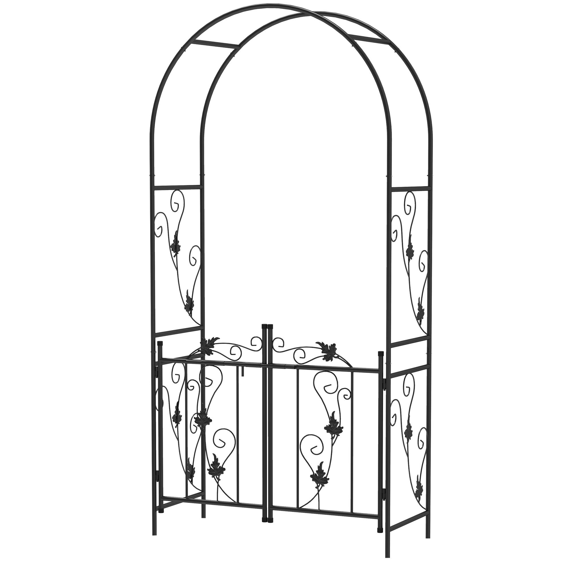 Arche de jardin avec portillon Acier Délimitation espace Support 107x217cm Noir - ComfortXL Outdoor Living - Image 2