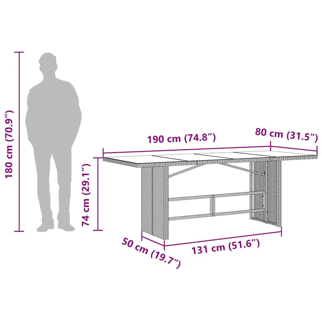 ComfortXL - Grande Table de Jardin 190cm en Résine Tressée Noire et Plateau Verre, pour 6 à 8 Personnes – ComfortXL Outdoor Living - Image 10