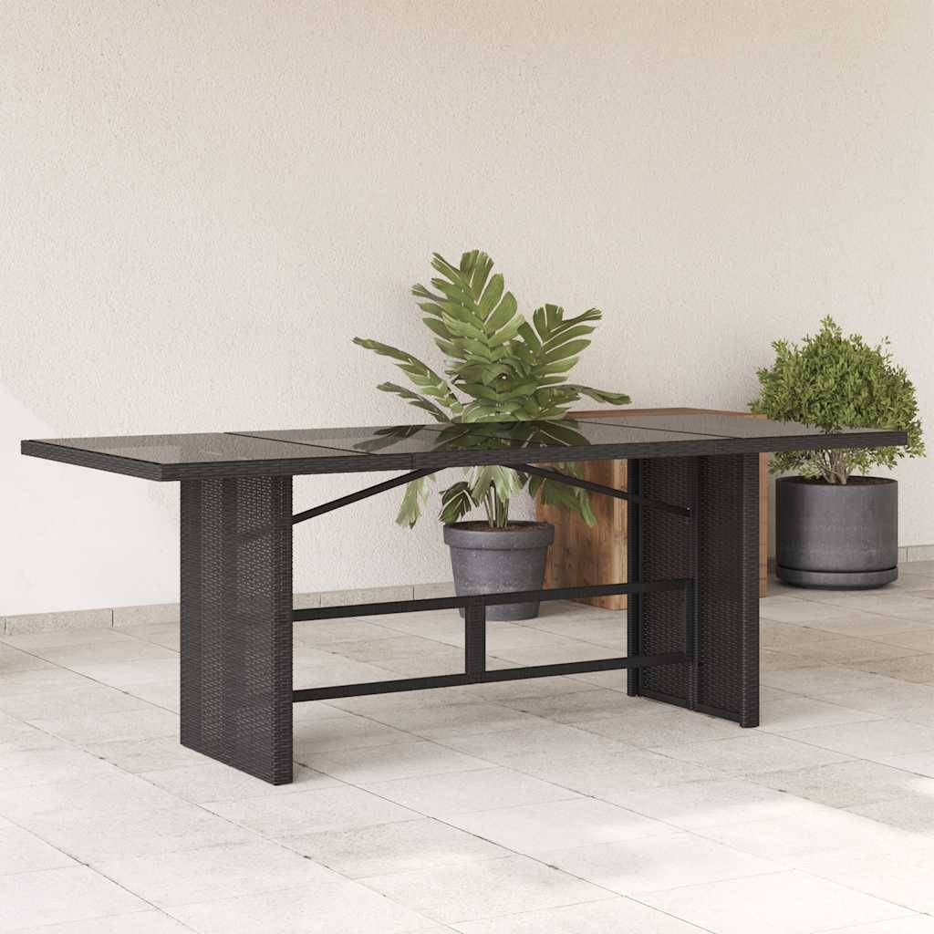 ComfortXL - Grande Table de Jardin 190cm en Résine Tressée Noire et Plateau Verre, pour 6 à 8 Personnes – ComfortXL Outdoor Living - Image 1