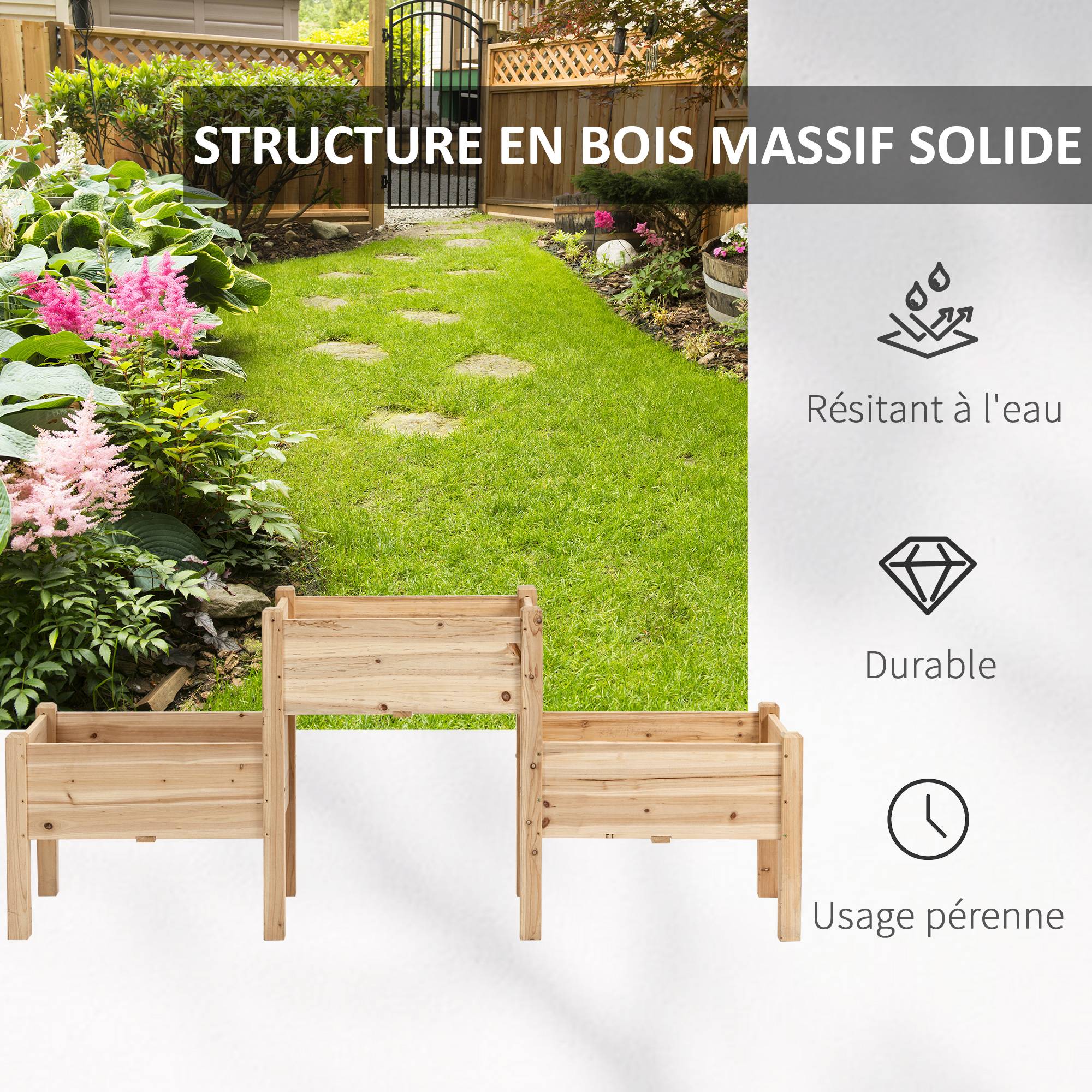 Jardinière sur pieds bois de sapin naturel 184 x 45 x 80 cm - PANGIVO - Image 9