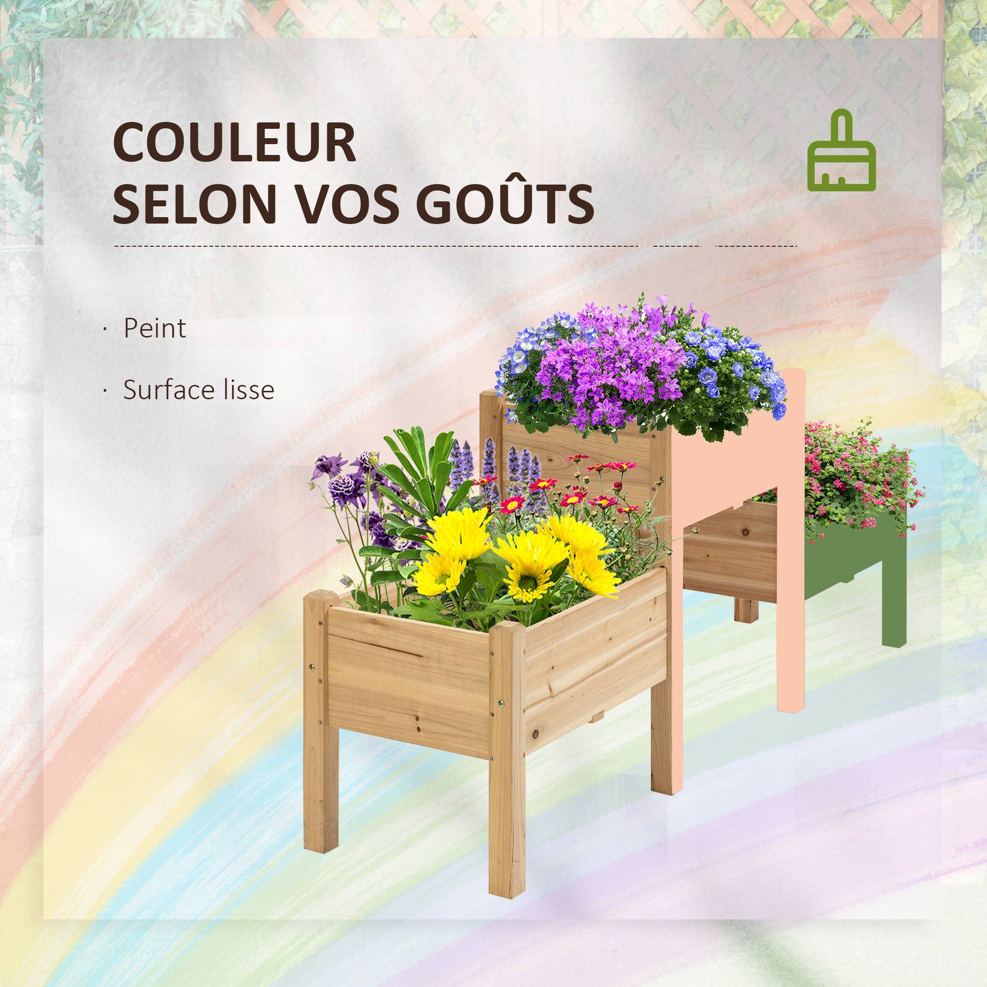 Jardinière sur pieds bois de sapin naturel 184 x 45 x 80 cm - PANGIVO - Image 8