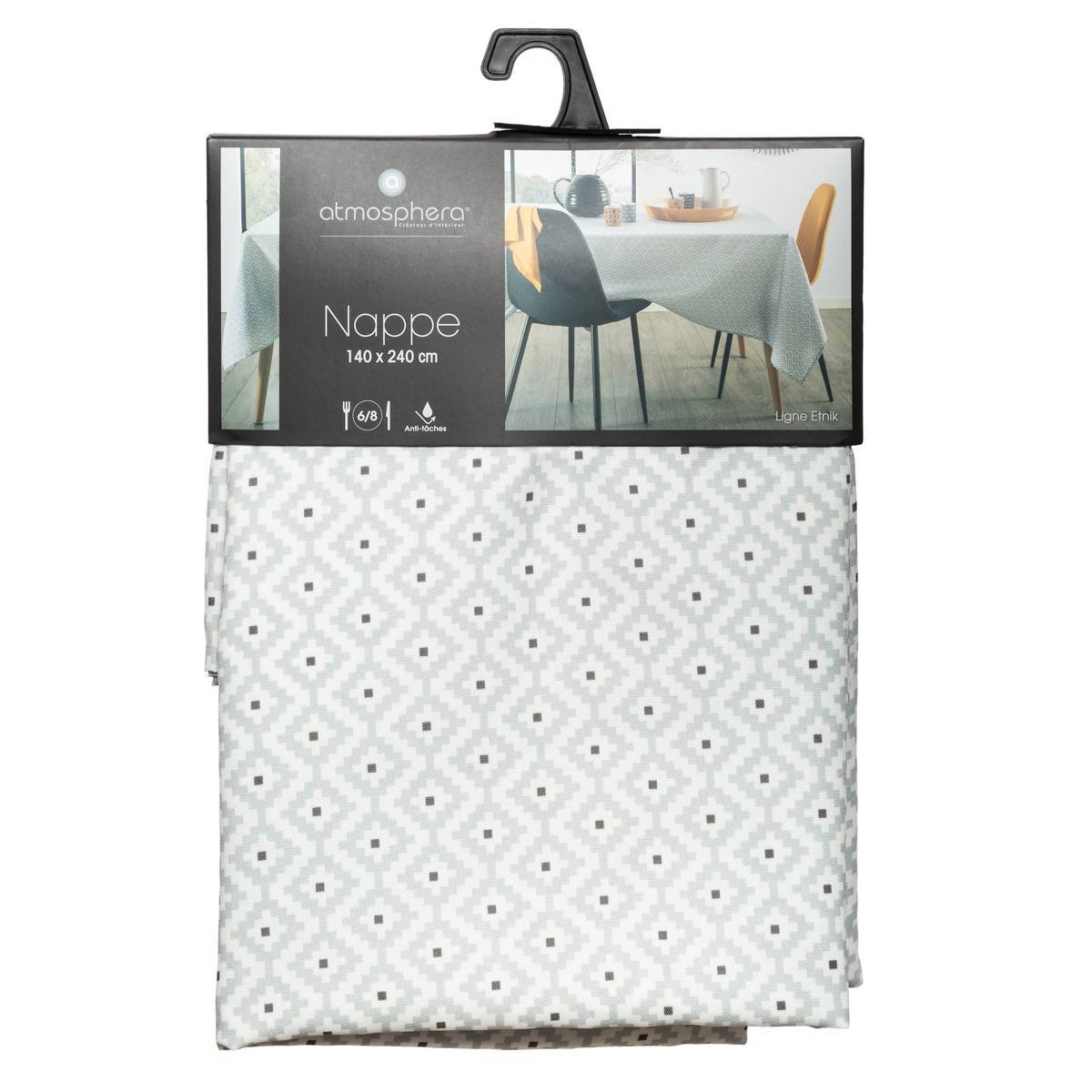 Atmosphera - Nappe anti-tache "Etnik" gris 140x240cm - Atmosphera Créateur d'intérieur - Imagen 5